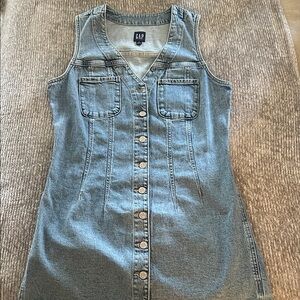 GAP Sleeveless Denim Dress with Button Front